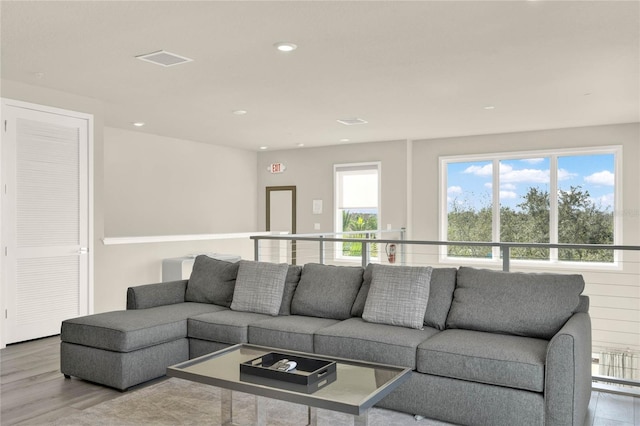 living room featuring light hardwood / wood-style floors