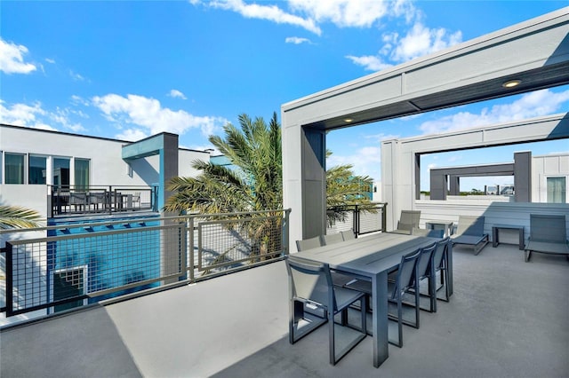 balcony with a patio area