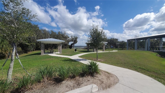 view of community with a gazebo and a yard