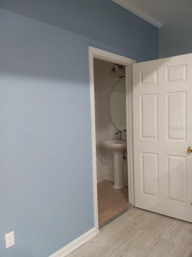 bathroom featuring wood-type flooring