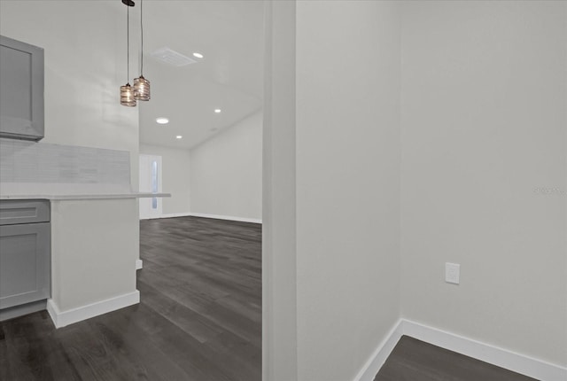 interior space with dark hardwood / wood-style floors