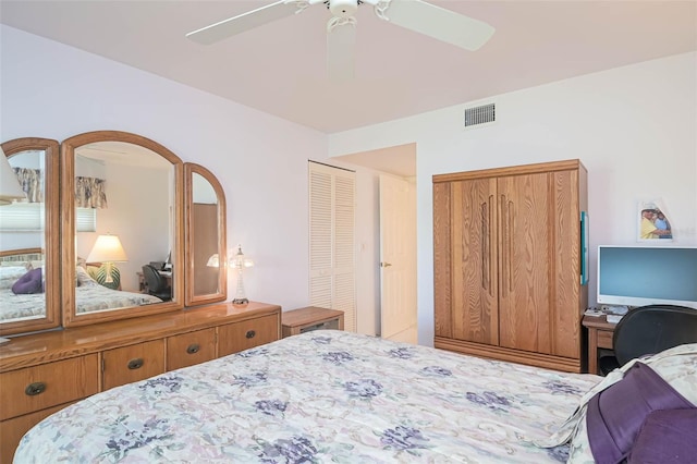 bedroom featuring ceiling fan