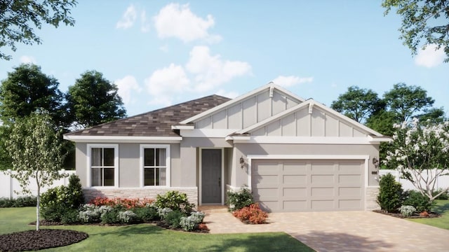 view of front of home featuring a garage and a front yard