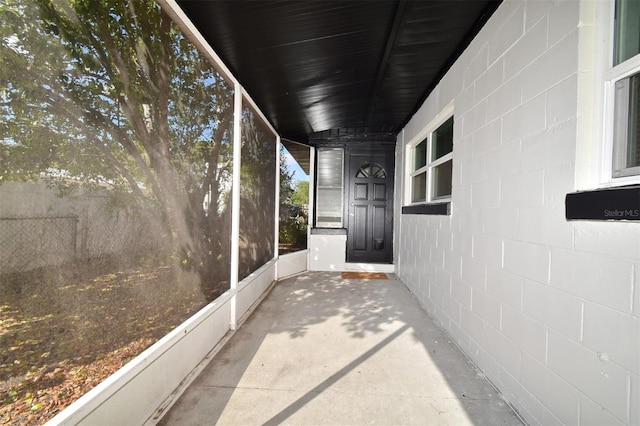 view of unfurnished sunroom