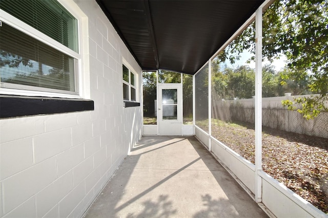 view of unfurnished sunroom