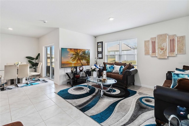 view of tiled living room