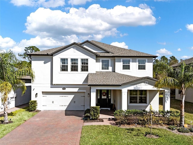 view of front of property with a garage