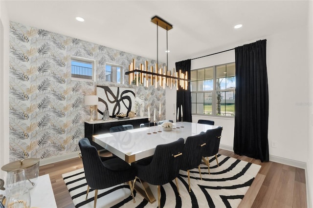 dining room with light wood-type flooring