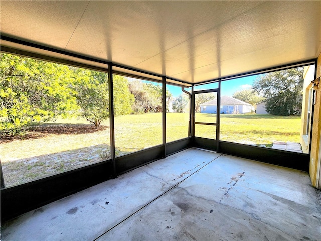 view of unfurnished sunroom