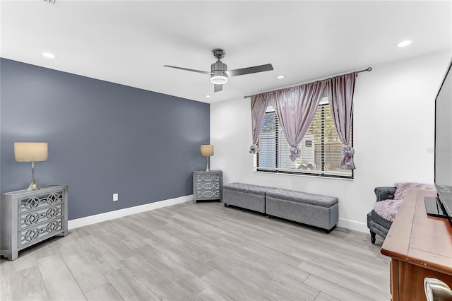 3547 Medford Rd, Casselberry, FL 32707 - living area with ceiling fan, wood finished floors, and recessed lighting