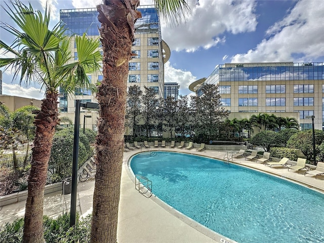 view of pool with a patio area