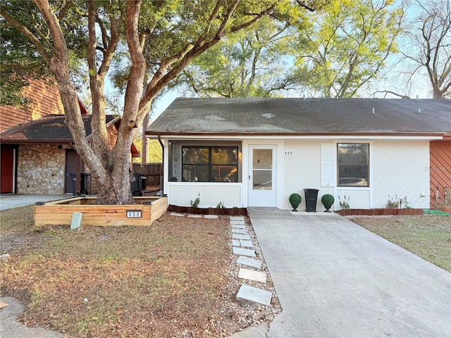 view of single story home