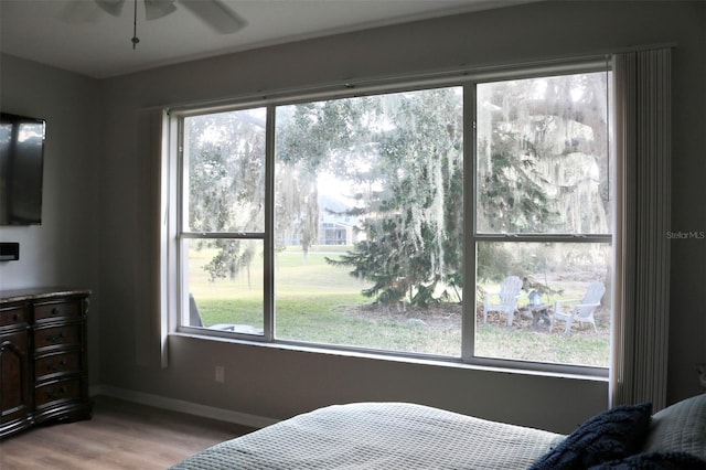 bedroom with light hardwood / wood-style flooring