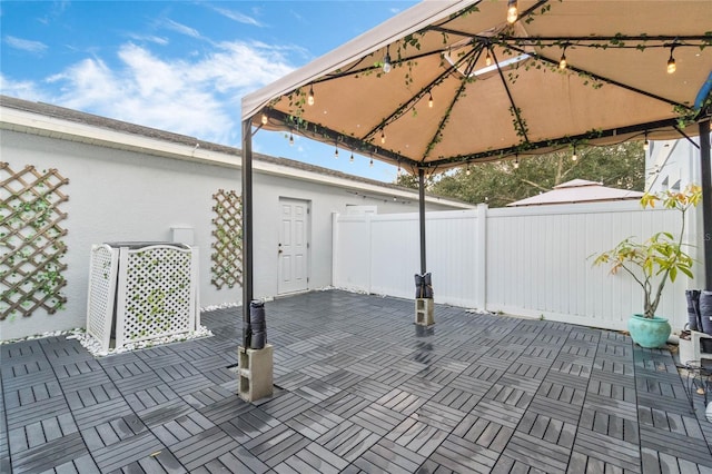 view of patio featuring a gazebo