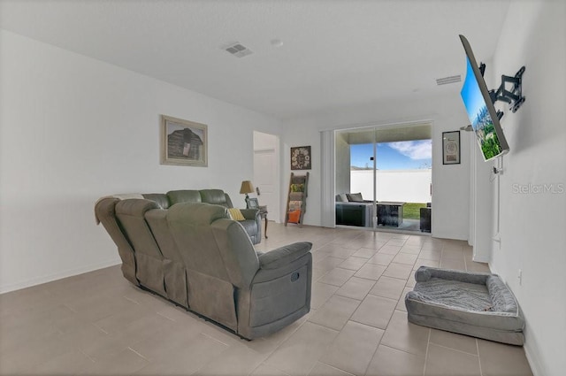 view of tiled living room