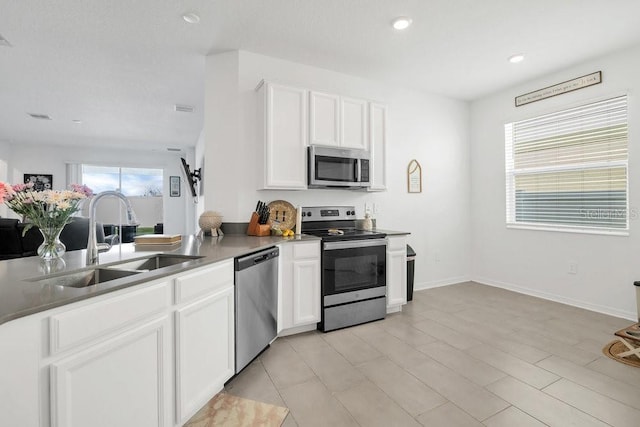 kitchen featuring sink, white cabinets, and appliances with stainless steel finishes