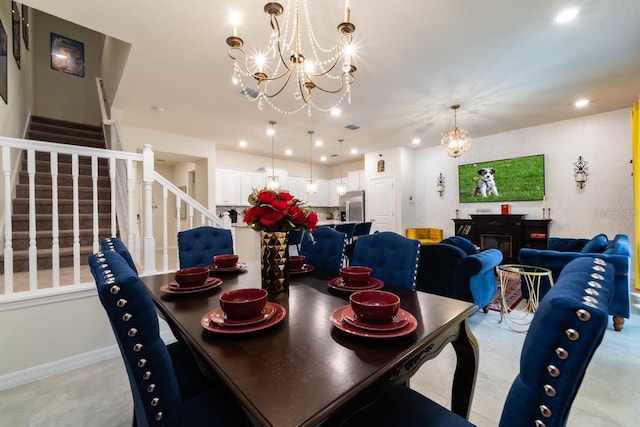 dining area with a notable chandelier