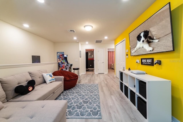 living room featuring light hardwood / wood-style flooring