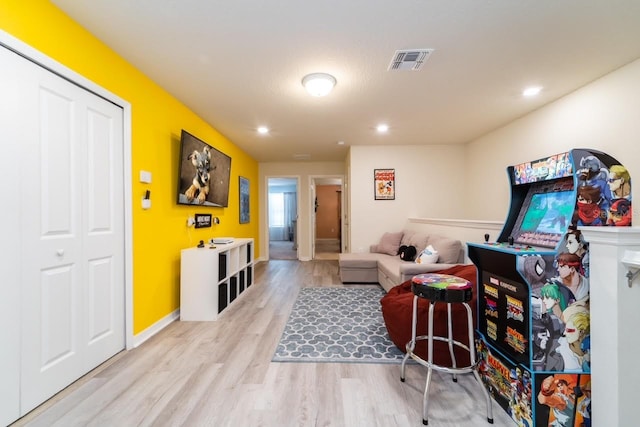 living room with light wood-type flooring