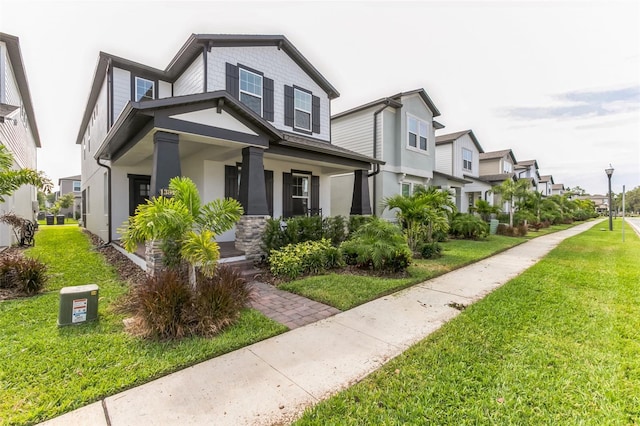 exterior space featuring a yard and a porch