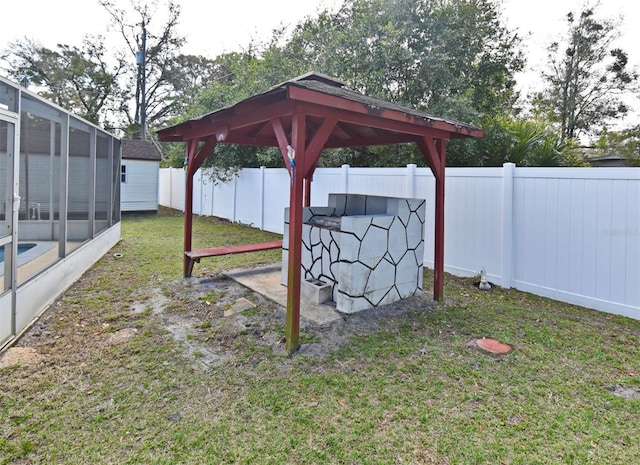 view of yard with a gazebo