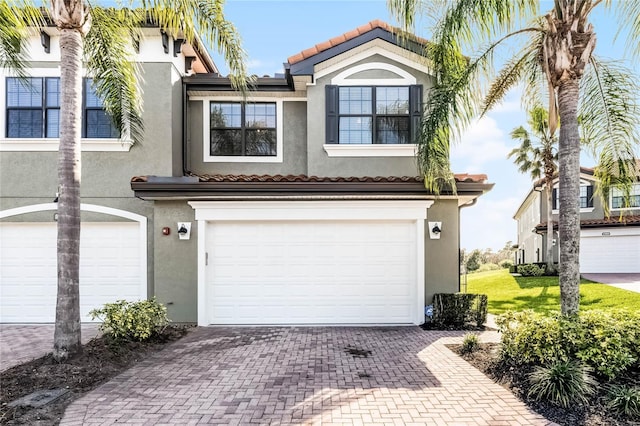 exterior space with a garage