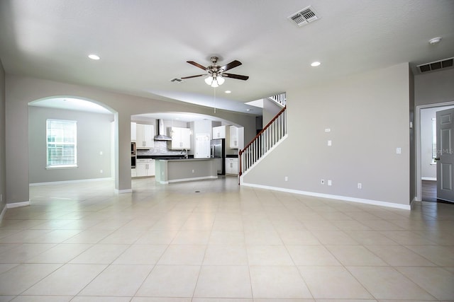 15165 Heron Hideaway Cir, Winter Garden, FL 34787 - living room featuring ceiling fan and light tile patterned flooring