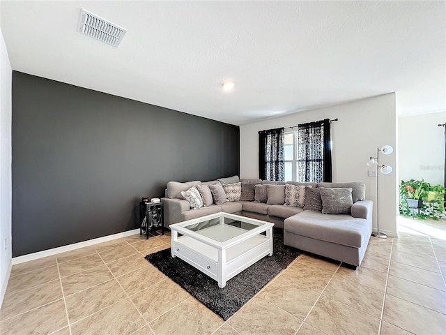 view of tiled living room