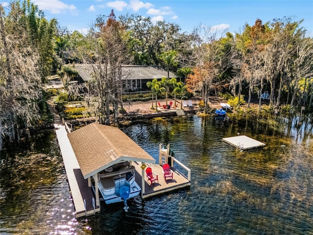 view of dock featuring a water view