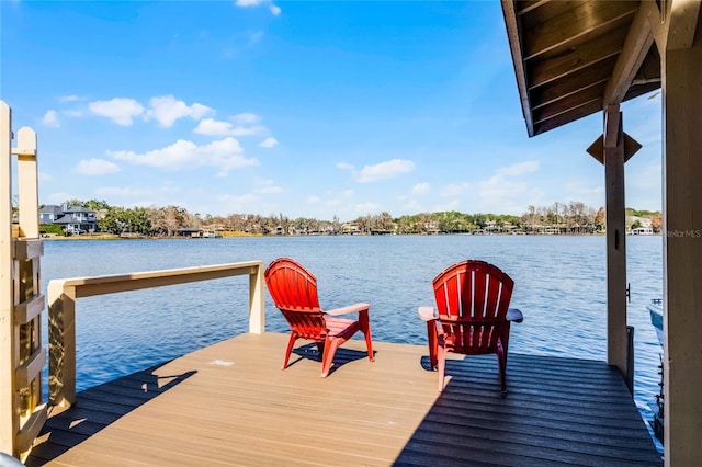 view of dock featuring a water view