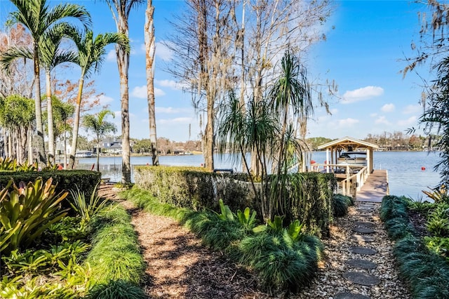 view of dock featuring a water view