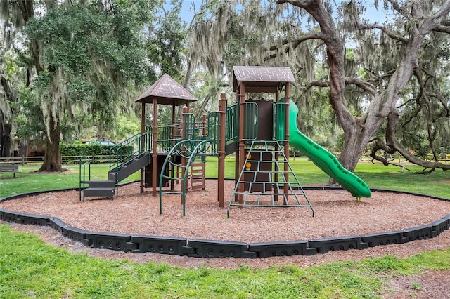 view of play area featuring a yard