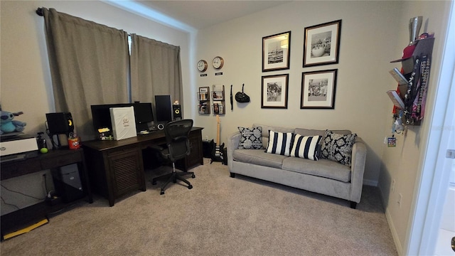 office area with light colored carpet