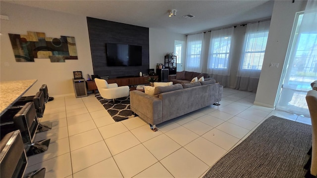 view of tiled living room