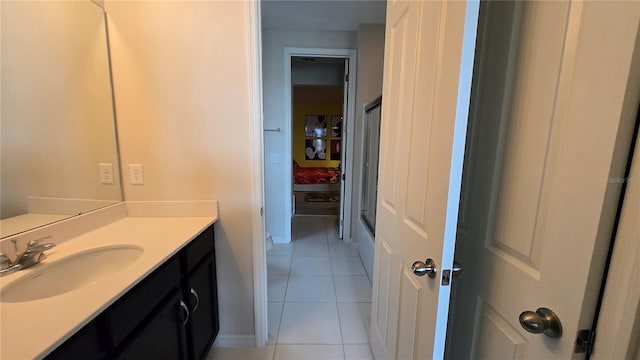 bathroom featuring vanity and tile patterned floors