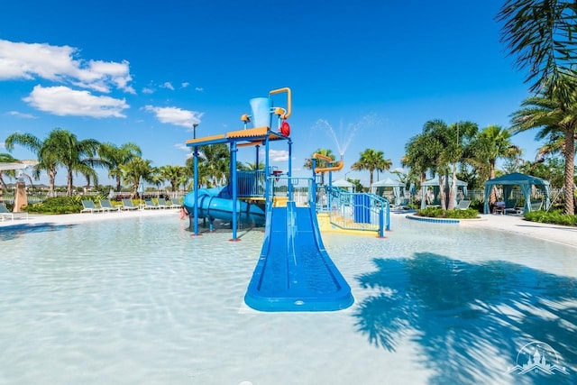 view of jungle gym with a gazebo