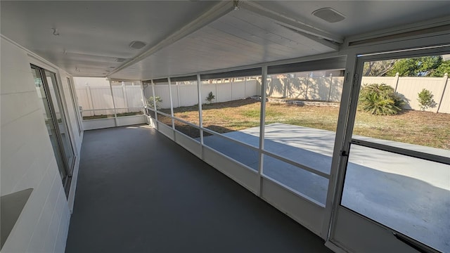 view of unfurnished sunroom