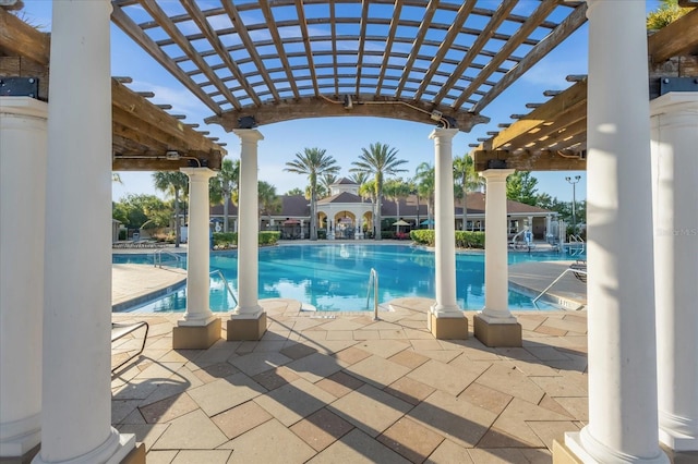 pool with a pergola