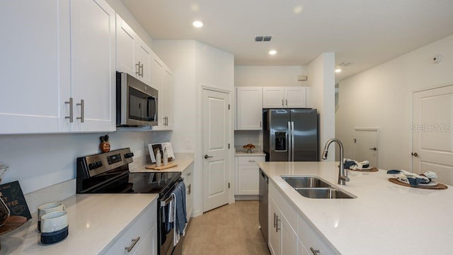 kitchen featuring sink, white cabinets, and appliances with stainless steel finishes