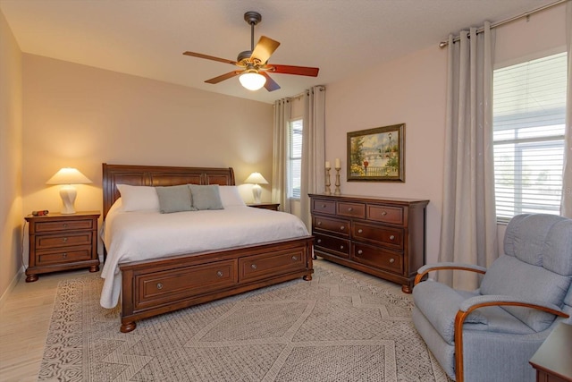 bedroom featuring ceiling fan