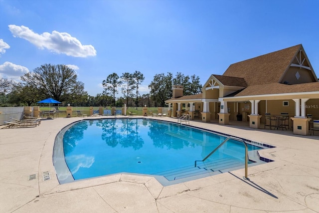 view of pool featuring a patio area