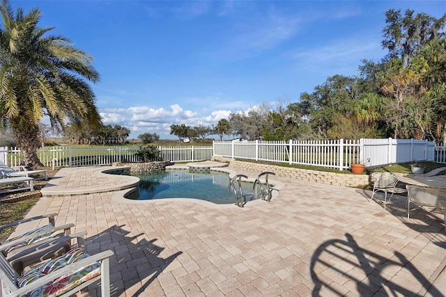 view of swimming pool with a patio