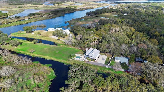 bird's eye view featuring a water view