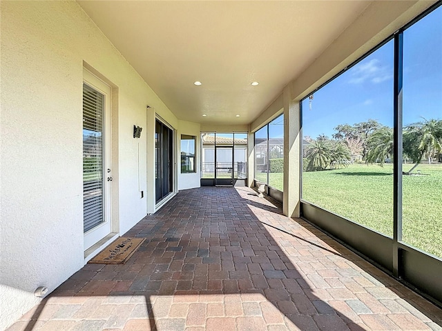 view of unfurnished sunroom