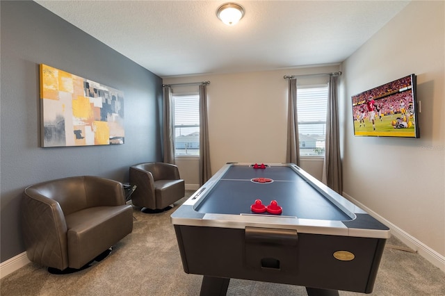 playroom with light colored carpet and a healthy amount of sunlight