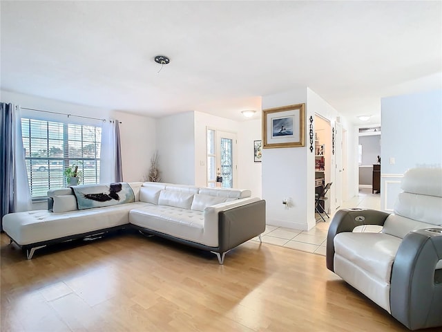 living room with light wood-type flooring