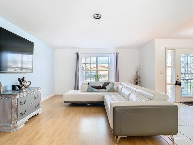 living room featuring light hardwood / wood-style flooring