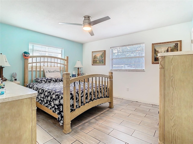 bedroom featuring ceiling fan