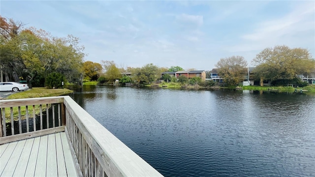 exterior space with a water view