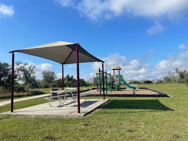 view of play area with a lawn